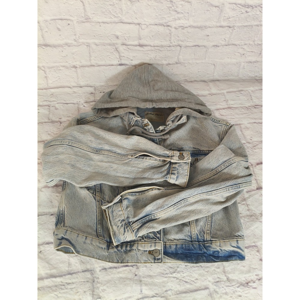 Free People Womens Brando Denim Jacket Size Small acid washed 90s Skater Retro - Picture 10 of 10